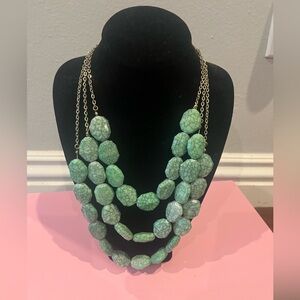 Chic Green Stone Necklace with Gold Chain